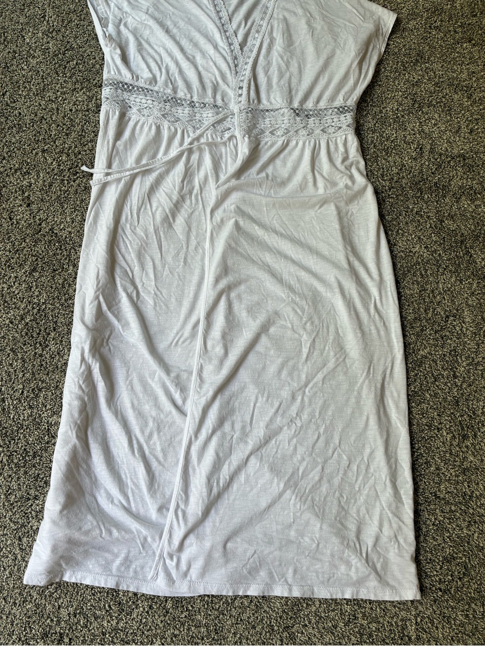 NWOT Belle Beach by Kim Gravel White Regular Slub Knit Tie Front Cover Up, M/L - Picture 5 of 7